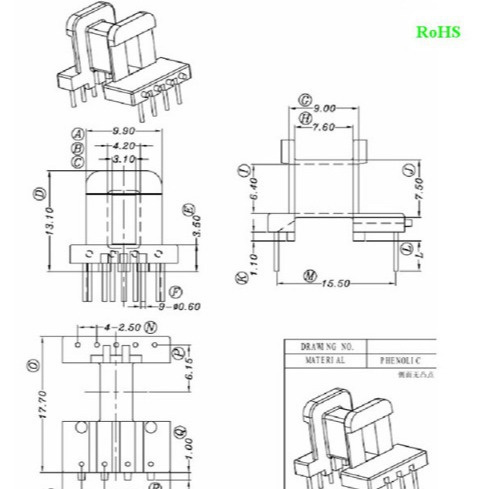 EE13变压器骨架EE13电源骨架可配套磁芯卧式单边加宽5+4