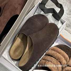 牛皮版~2025新款厚底勃肯拖鞋女一脚蹬懒人博肯半拖鞋凉拖鞋