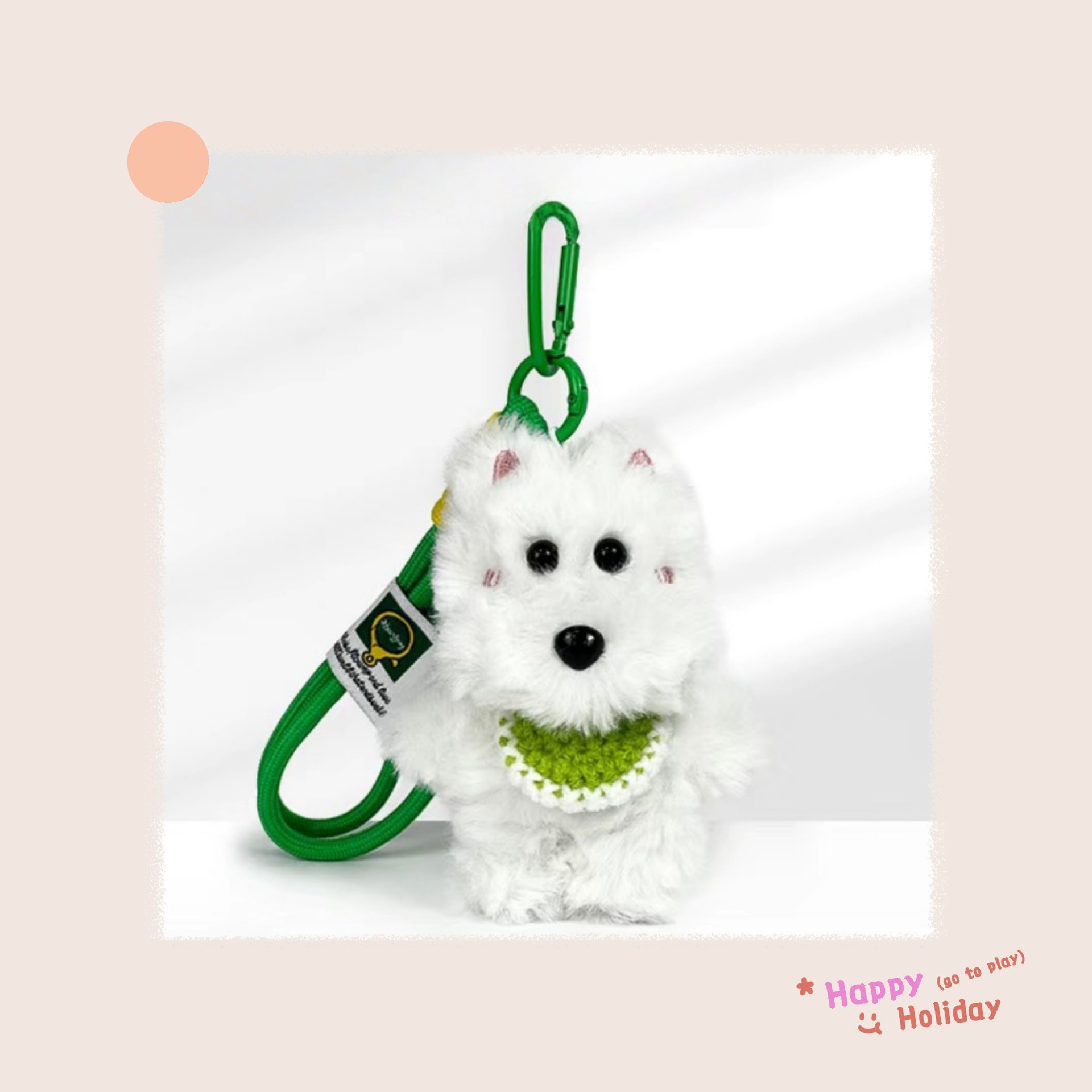 Pequeño libro rojo con peluche West Highlands perros colgantes de bolsa de gancho tejido a mano mini baudoles toallas de saliva muñecas de perros