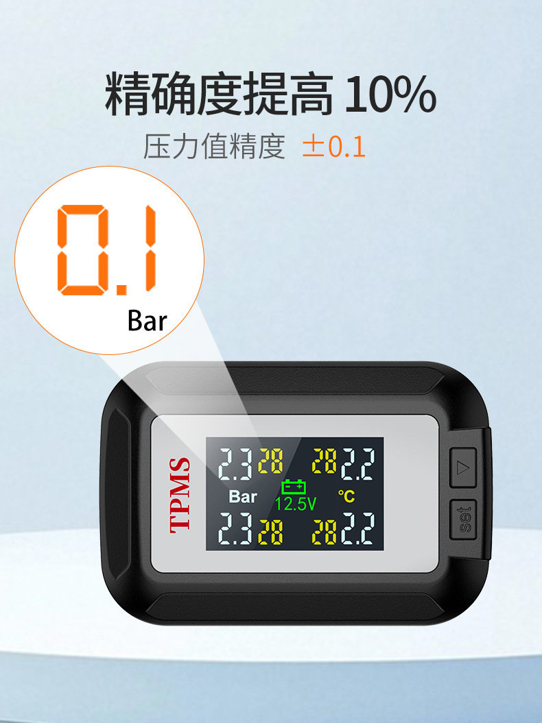 Tire Pressure Monitor Without Power Supply, Tire Pressure Detector with Mobile App, Dual Display Tire Pressure Sensor, Bluetooth App