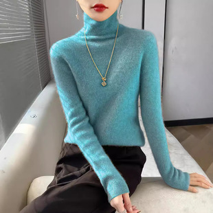 New Autumn and Winter Women's Pile Collar Knitwear Pullover Long-Sleeved Knitwear Slim Thin Inner Turtleneck Bottoming Shirt