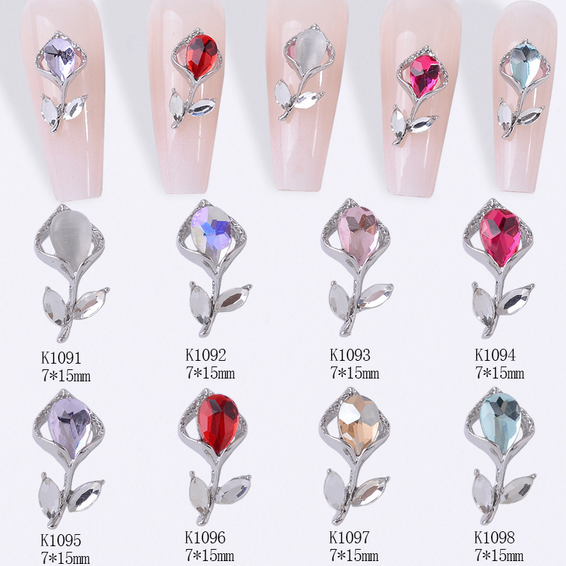 alloy accessories hot selling tulip nail art diy material micro crystal flower leaf nail decoration diy accessories alloy accessories hot selling tulip nail art diy material micro crystal flower leaf nail decoration diy accessories