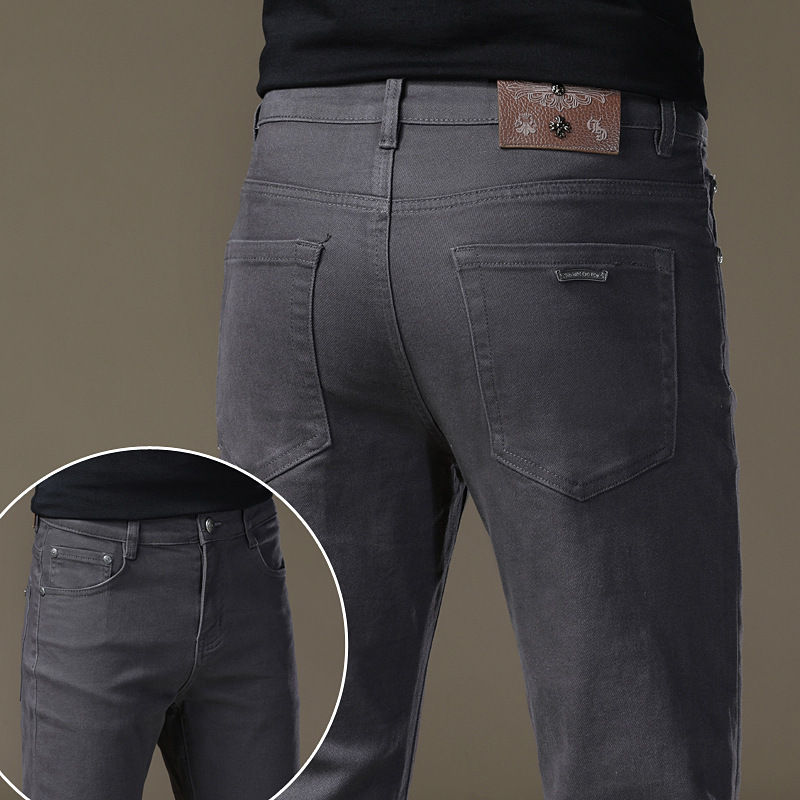 Guangzhou Men's Jeans Korean Version Slim Fit Tapered Cross-Border Foreign Trade High-Quality European Goods Autumn and Winter Original Label Casual Long Pants