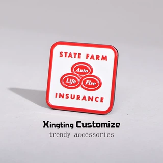 专业定制金属配饰StateFarm保险标识方形金属珐琅胸针展会纪念品