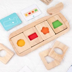 Montessori Early Education Whale Geometric Shape Recognition Puzzle Board Building Blocks Color Shape Recognition Baby Teaching Tools