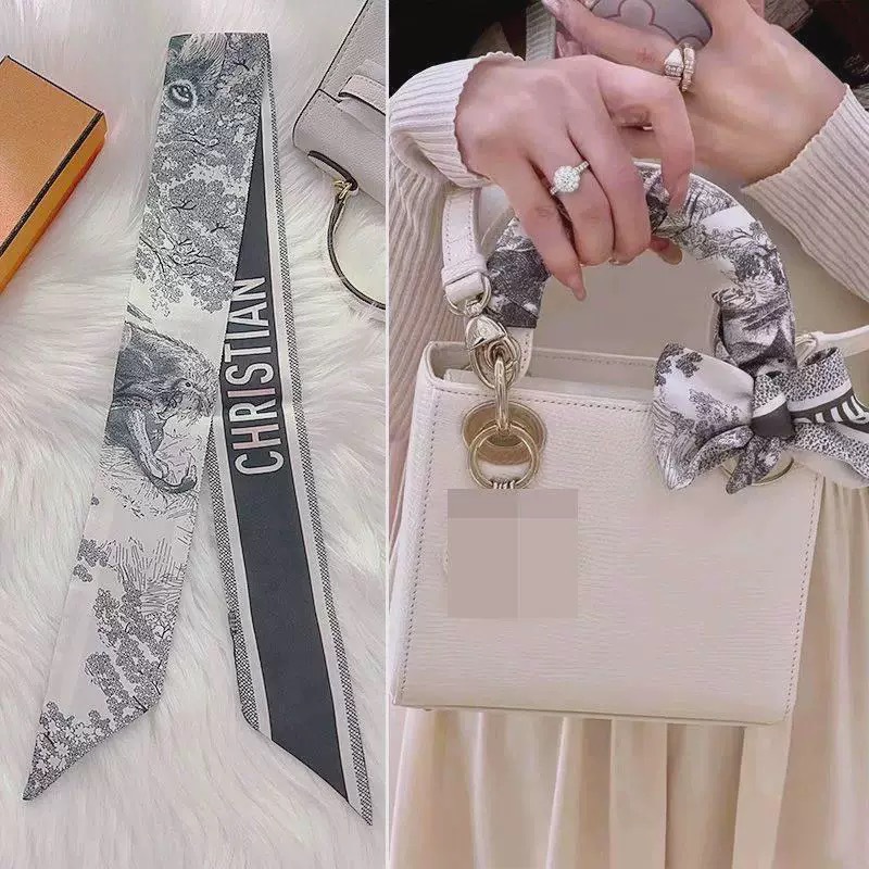 2025 nuevo estilo D bolsa atada bufanda de seda Dai Fei bolsa envuelta asa seda twilly tira larga y estrecha correa correa para el cuello cinta