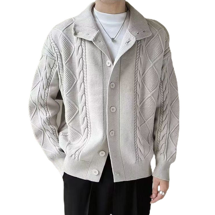 Explosiones transfronterizas de tamaño grande europeo jersey de punto suéter de hombre chaqueta de fijación de ganado chaqueta de invierno fábrica de suéter al por mayor