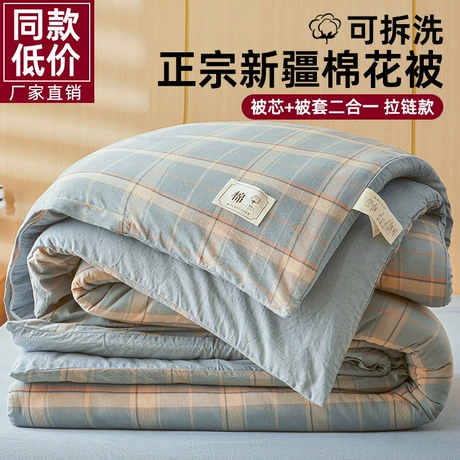 Chăn bông Tân Cương tháo giặt được, bộ chăn ruột bông đầy đủ, dùng mùa đông/xuân thu, cho giường đơn ký túc xá