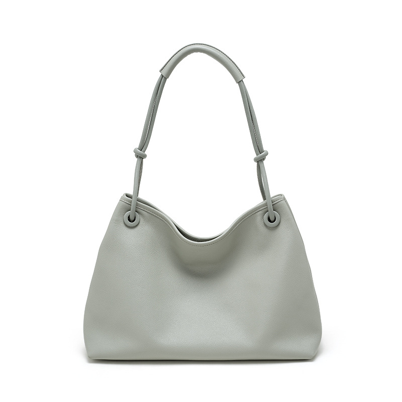 Niche Design Minimalist Shoulder Tote Bag Large Capacity Women's Underarm Bag Premium Genuine Leather Commuter Handbag - Thumbnail 7