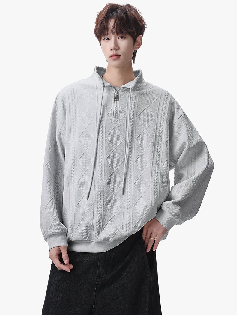 Half-zip Sweatshirt For Men Autumn Trendy Streetwear Pullover_voghion.com
