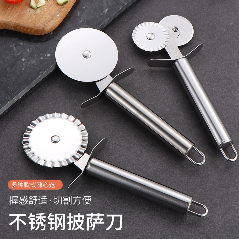 Нож для пиццы из нержавеющей стали, одинарный/двойной роликовый нож, кухонный инструмент для выпечки, двухколесный нож для тонкого теста и выпечки
