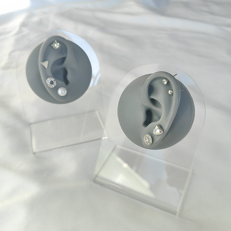 New Grey Ear Model Earrings Earrings Ear Display Practice Silicone Ear Model Accessories