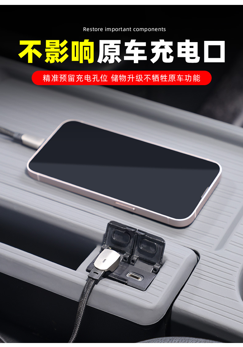 Suitable for Toyota Sienna Center Console Storage Mat, Grevia Center Console Anti-Slip Mat, Second-Row Silicone Mat Supplies