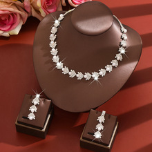 跨境新款法式奢华珍珠水钻耳环项链时尚环保高级感新娘珠宝首饰女