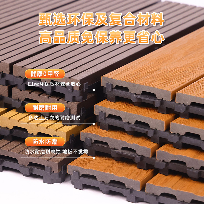 Piso de Madera Plástica para Exterior 20mm Impermeable y Anticorrosivo para Balcón y Patio