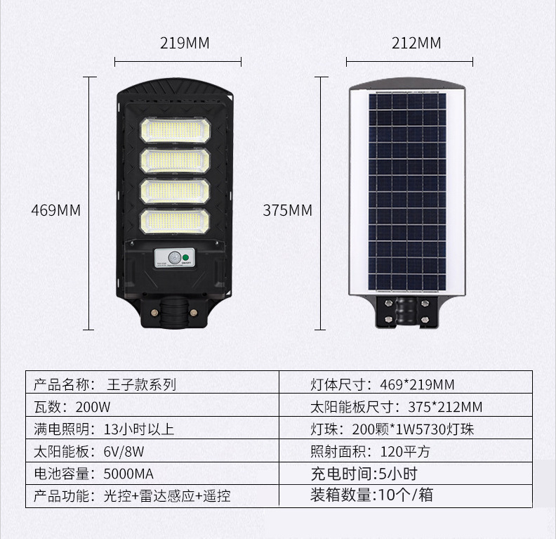 Mayorista solar príncipe luz de calle integrada LED inteligente luz de calle solar al aire libre patio inducción humana