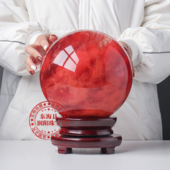 Factory wholesale red crystal ball ornament, crystal raw ore crushed melting red crystal ball home office decoration