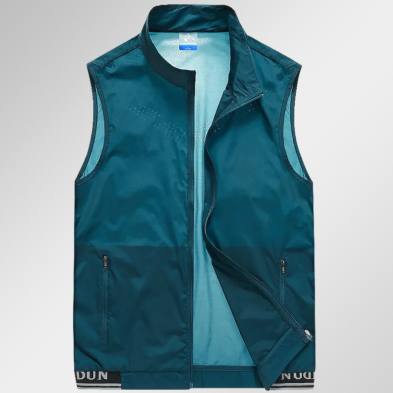 Chaleco de verano para hombre estilo fino deportes al aire libre transpirable de secado rápido chaleco de cuello alto sin mangas ropa de piel casual de moda suelta