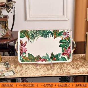 Aimas Bone China Rectangular Cake Snack Tray Tropical Rainforest Series Tea Cup Candy Plate Wedding housewarming gift