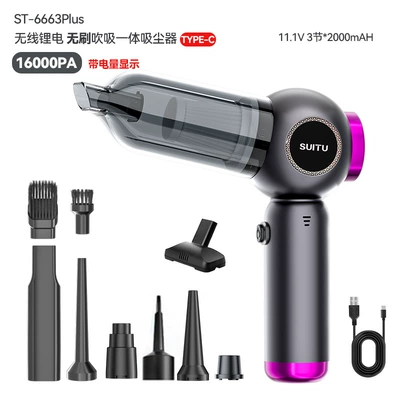 Large suction force car vacuum Tozsoranlar - brushless-three-speed-adjustment-type-c-charging16000pagun-colorback-cover-purple