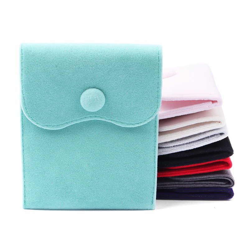 Bolsa de joyería con botón a presión de franela, bolsa de embalaje de joyería, bolsa de joyería, anillo, collar, colgante, bolsa de almacenamiento