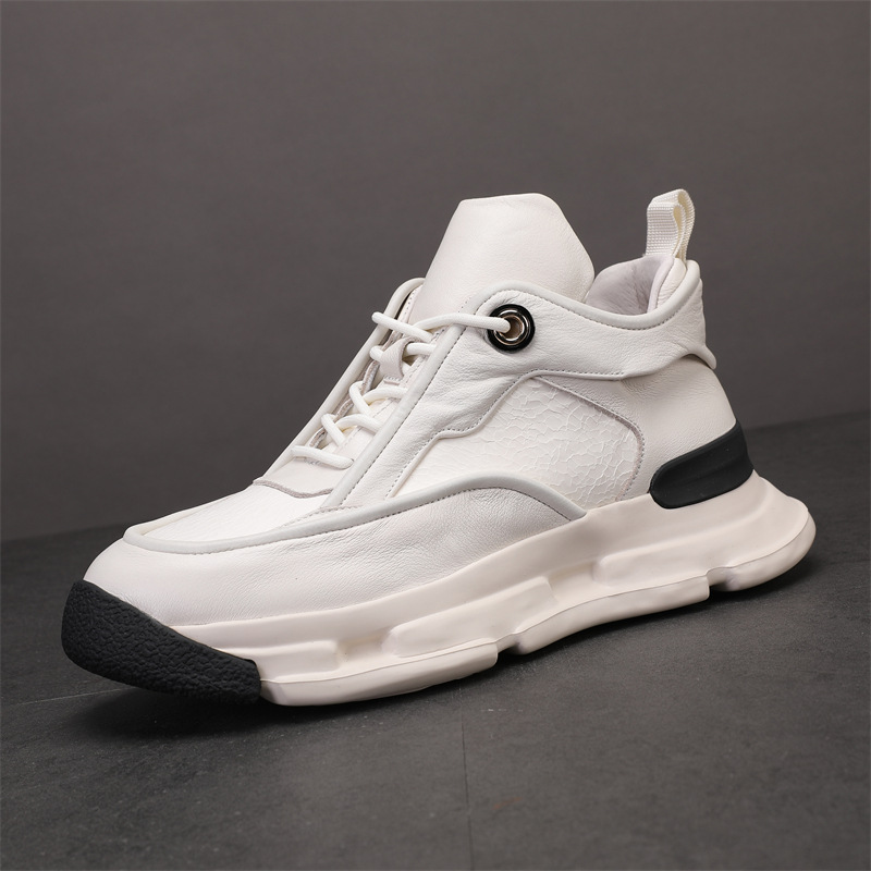 Casual Leather Shoes Men's Increased Thick-soled High-top Shoes Korean Style Martin Boots Outdoor Sports Trendy All-match Torre Shoes