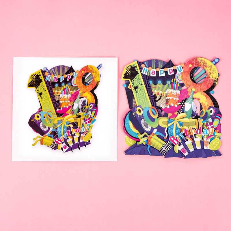 Nuevo 18 años panal tridimensional decoración tarjeta de cumpleaños