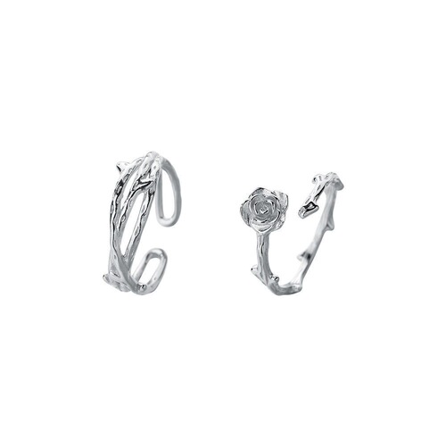 Raspberry Rose Couple Best Friend Earrings Instagram Style Unique Open Finger Ring Rose Flower Ring Student Versatile Accessory