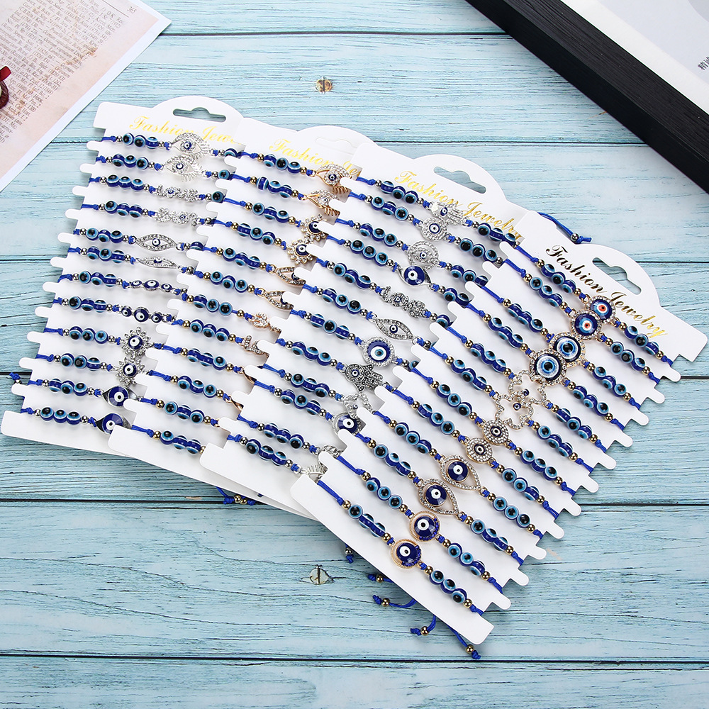 Simple Style Geometric Devilu0027S Eye Alloy Glass rope Inlay Rhinestones Womenu0027S Bracelets 1 Se