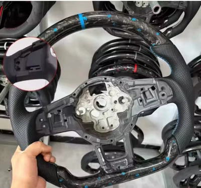 Steering wheel MK7.5 GTI Scirocco Polo - forged-blue-foil-semi-perforated-with-holes