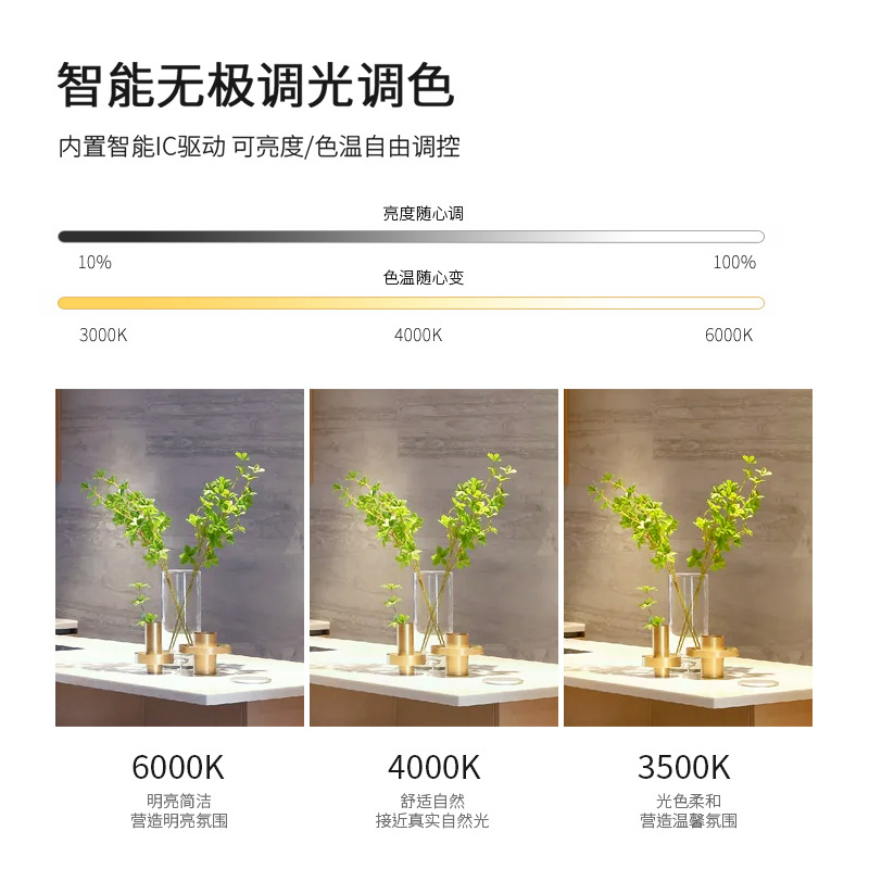 Sankesong Intelligent LED Spotlight Embedded Frameless Anti-glare Living Room Corridor Round Simple Masterless Plaster Lamp