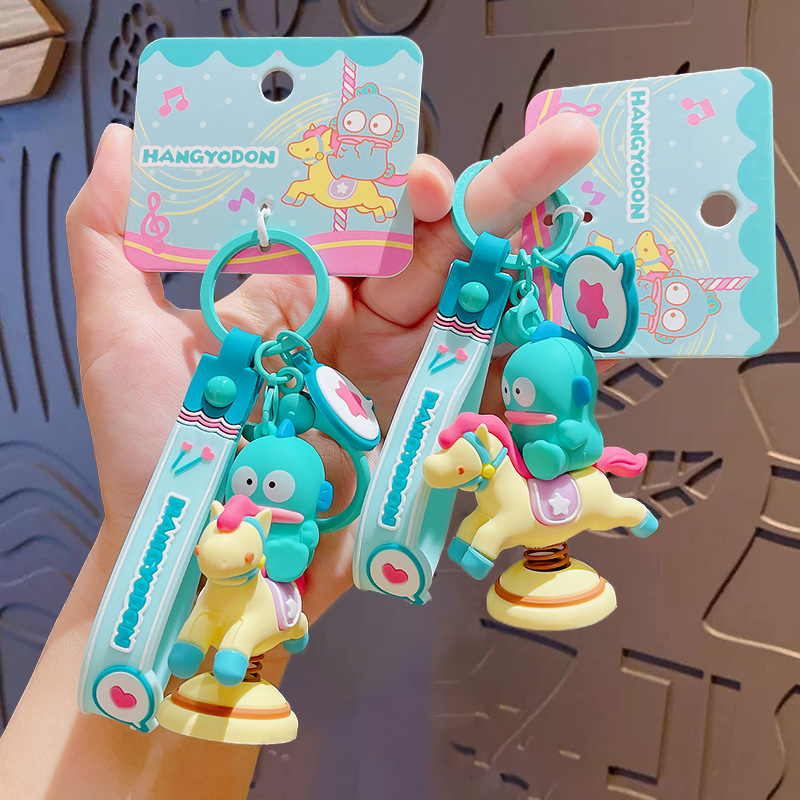 Genuine Cartoon Sanrio Ugly Fish Riding Keychain Bag Pendant Couple Keychain Pendant Small Gift Wholesale