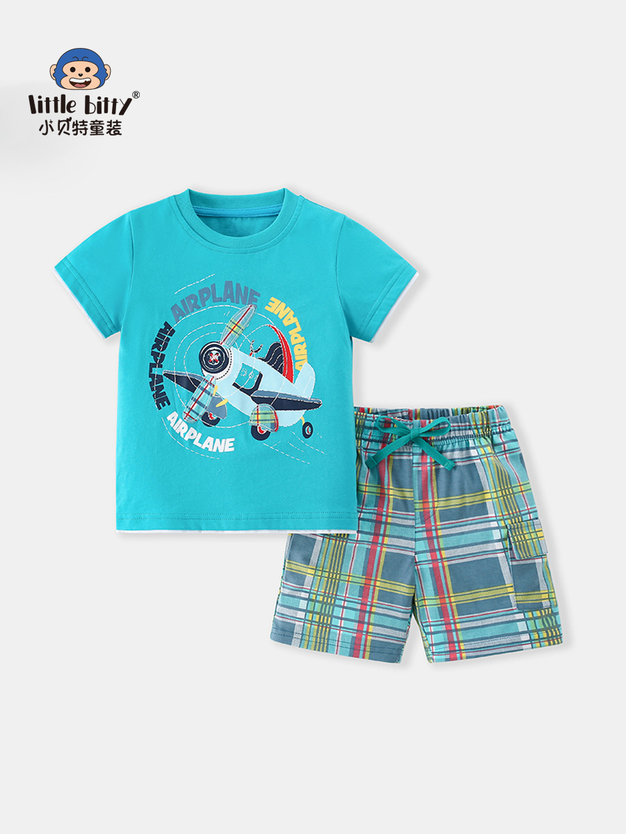 Children's Clothing Boys' Summer Suit Kidsren's 2025 New Baby Pure Cotton Thin Short-Sleeved T-Shirt Clothing Cross-Border Exclusive Supply