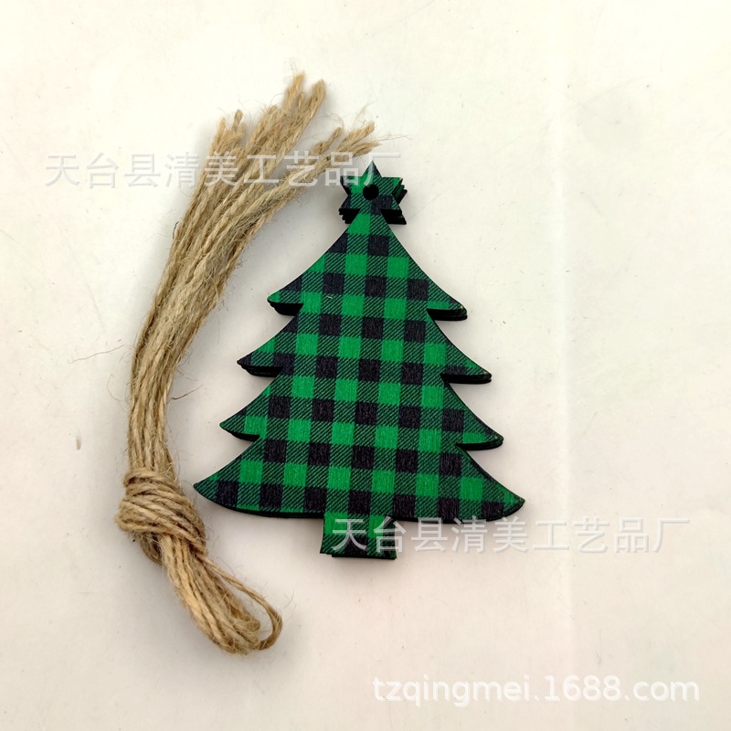 33 modelos de cuadros verdes y negros serie navideña piezas de madera colgante de decoración navideña se pueden combinar libremente 10 piezas en un paquete