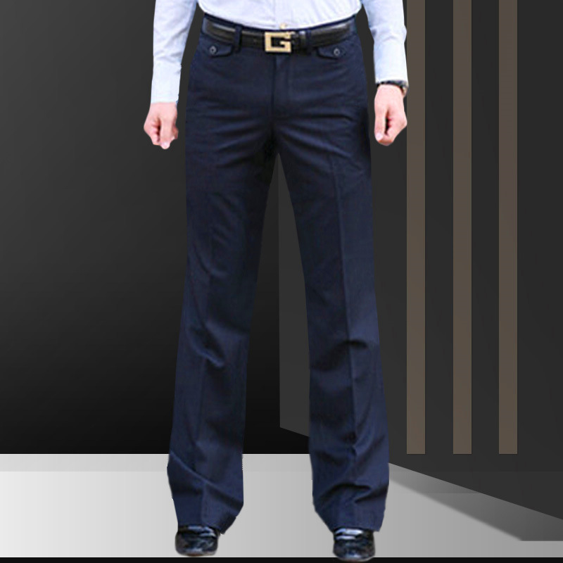 Drapeado micro pantalones acampanados pantalones de traje de hombre Pantalones rectos sueltos anchos Pantalones anchos de mediana edad de negocios estilo coreano sin planchar pantalones de traje de pierna grande image 4