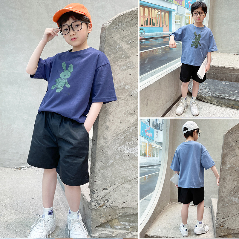 童装2021夏季新款男童套装韩版中大童帅气男孩时尚休闲短袖套装潮