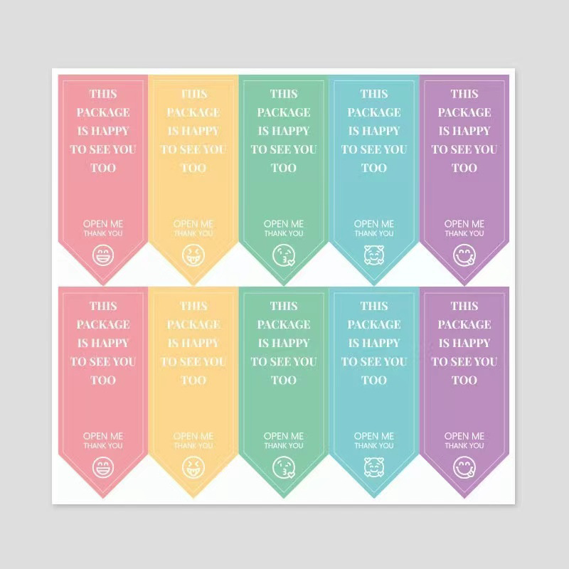 跨境亚马逊可爱表情OPEN ME异形THANK YOU 感谢封口贴