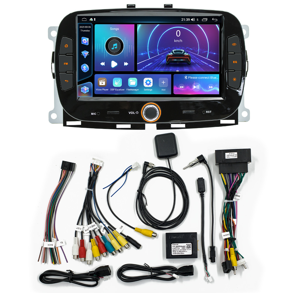 Aplicable a 16 - 19 Fiat 500 control central Carplay navegación en el automóvil imagen de marcha atrás fácil de abrir el vehículo