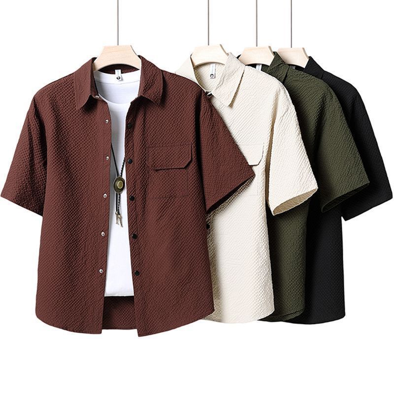 Completo uomo in seersucker set estivo camicia e pantaloncini_voghion.com