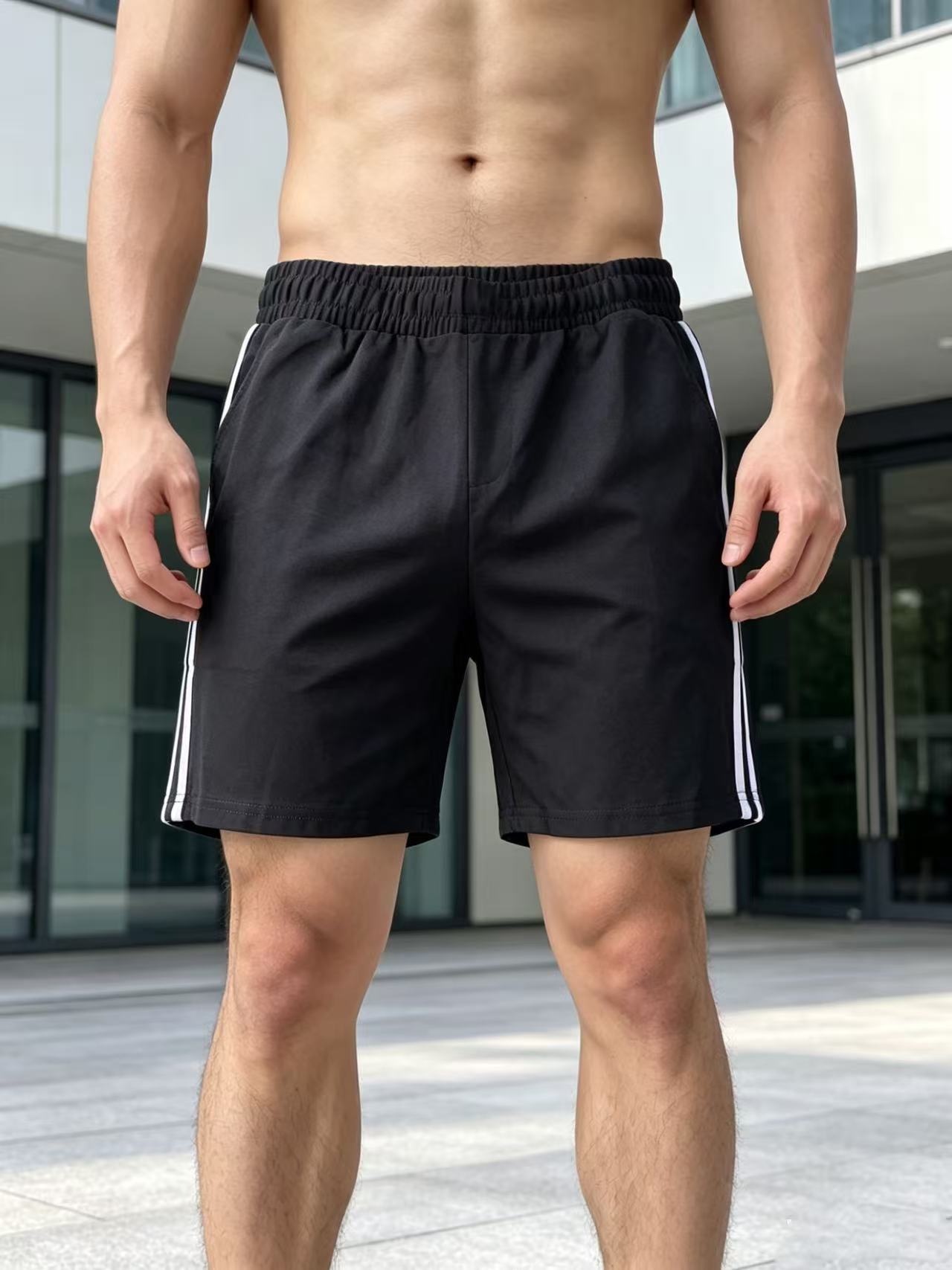 Men's Style Striped Athletic Shorts Heavyweight Loose Straight Leg Casual Five Point Pants For Running And Basketball Summer Style_viptrois.com
