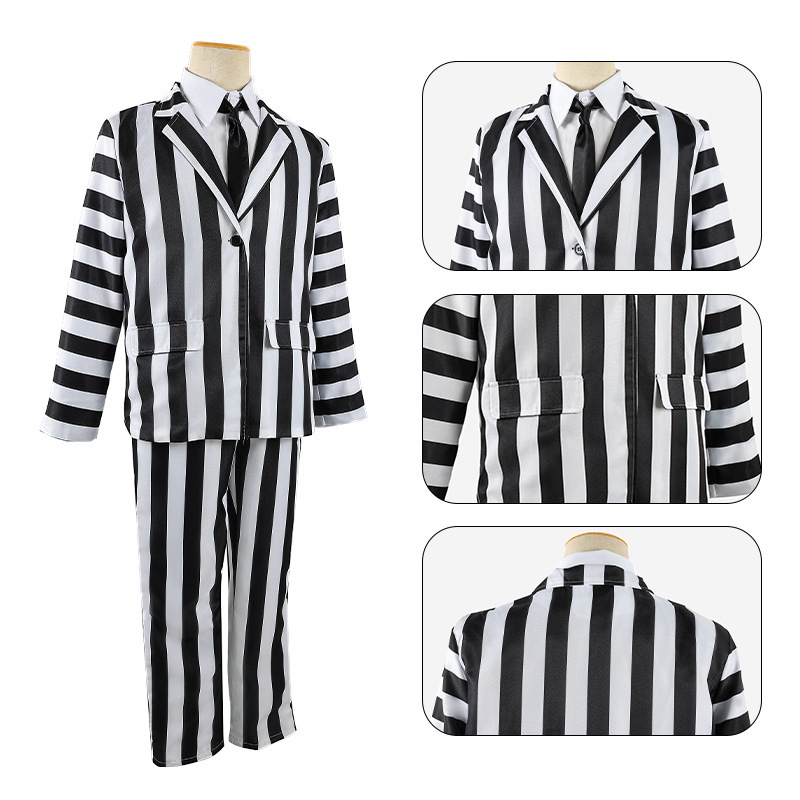 ハロウィーン新作cos衣装陰間大法師甲殻虫汁コスプレストライプスーツセット演出服|undefined