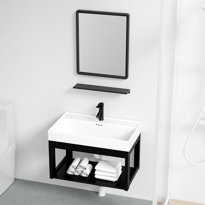 Pequeño apartamento montado en la pared lavabo baño simple lavabo montado en la pared balcón lavabo de cerámica cuenca integrada