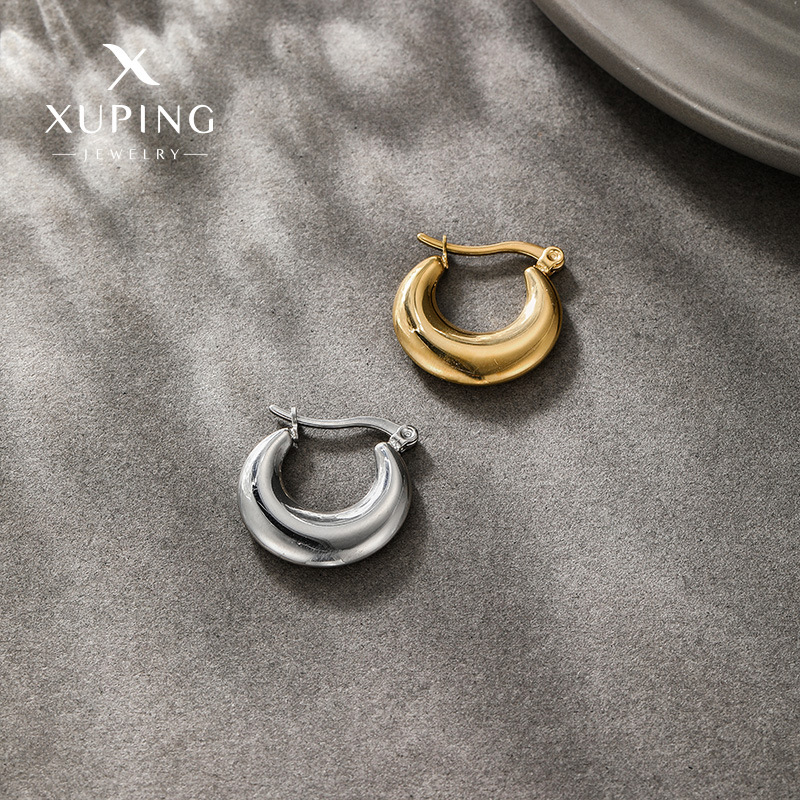 Xuping moda simple transfronterizo geométrico redondo brillante pendientes de acero inoxidable estilo ins pendientes de viaje diario al por mayor