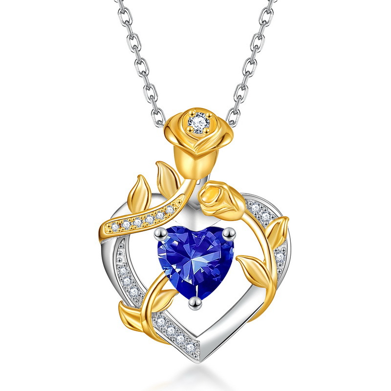 Europa y América Cross-border piedra rosa amor color tesoro collar colgante S925 plata con incrustaciones de diamantes cadena de clavícula mujer