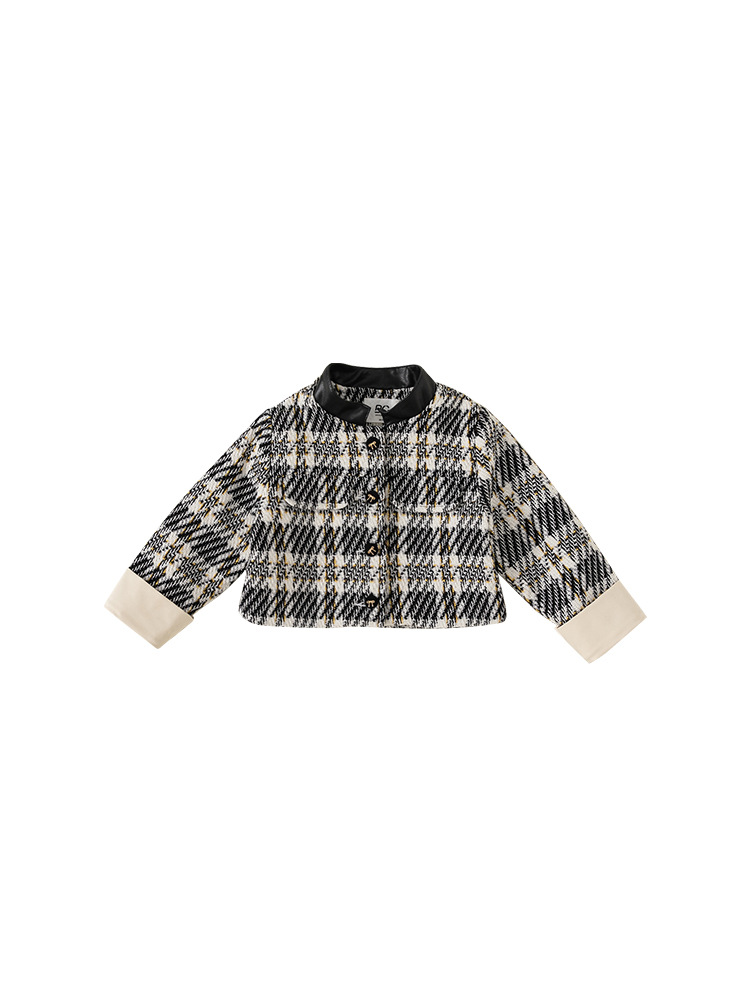 Youbao niña primavera niña bebé pequeño abrigo fragante pata de gallo corto chaqueta de punto de moda QY23016