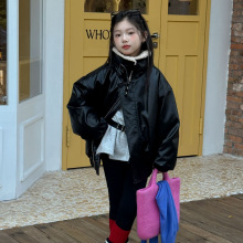 花与寻童装女童皮衣2025冬款韩版皮衣夹棉厚外套羊羔毛翻领保暖