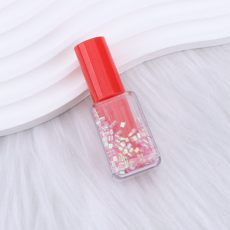 Pluma resaltador de botella de esmalte de uñas de forma linda, frasco corto de botella de una sola cabeza, lápiz labial, frasco de botella de lápiz labial de cuatro esquinas, bolígrafo de arena movediza