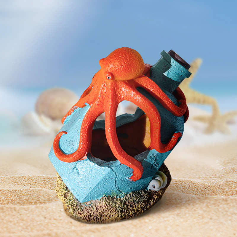 Pulpo gastado, botella de deriva gris, decoración de paisajismo de pecera, decoración de resina de acuario, peces y camarones para evitar las explosiones de la casa