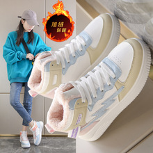 工厂一件代发2021新款冬季女加棉高帮鞋女休闲鞋学生运动跑步潮鞋