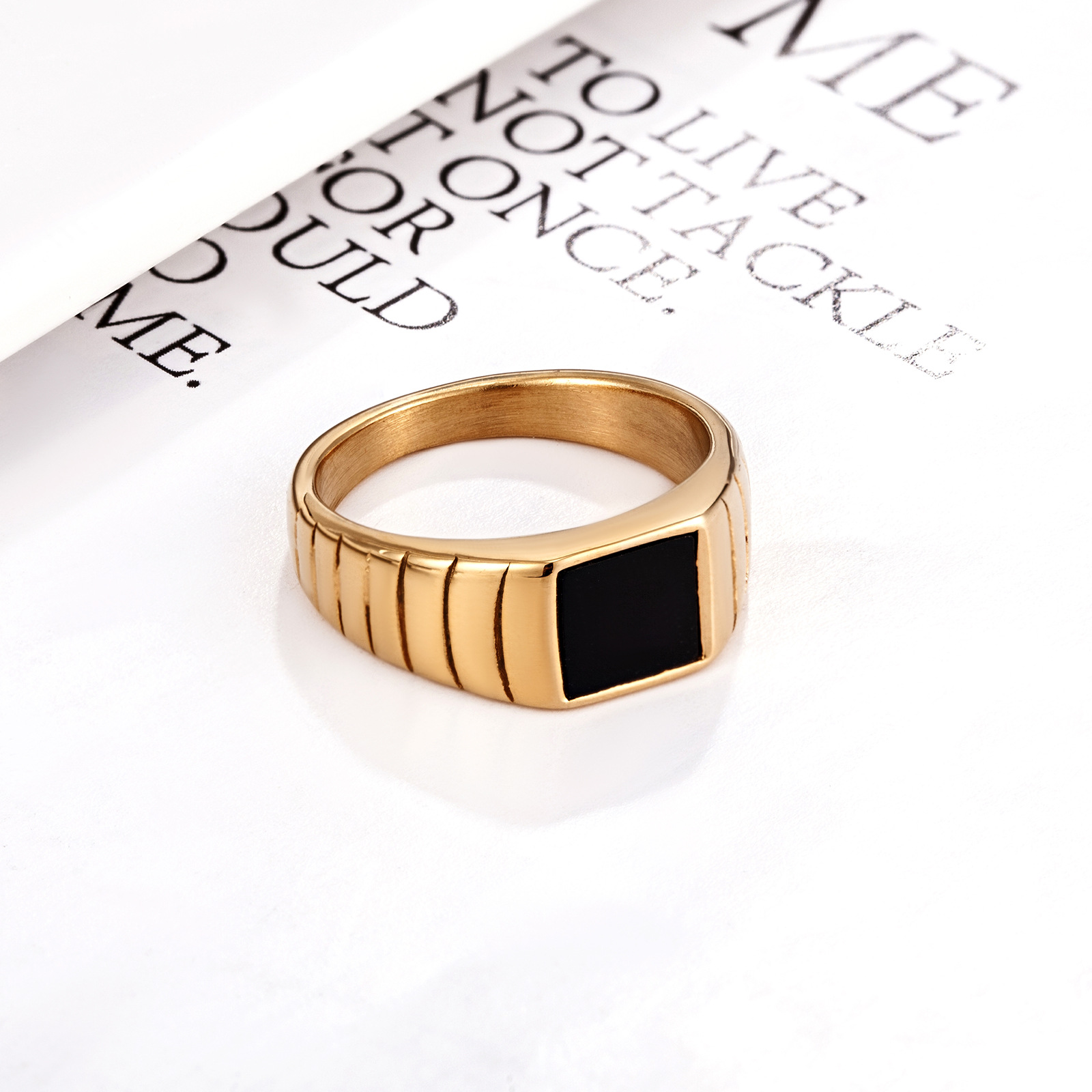 Rings Classification 6, 9 Ring Size 1 Piece Quantity 1 Piece Retro Geometric Titanium Steel Polishing Inlaid Shell Rings